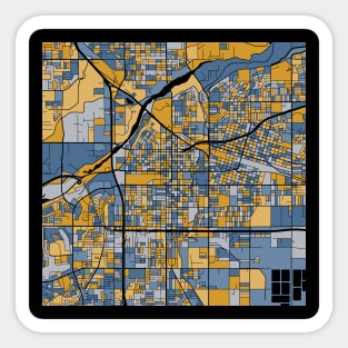 Bakersfield Map Pattern in Blue & Gold Sticker